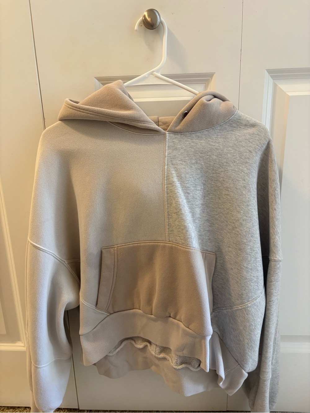 Abercrombie Two-Tone Beige & Light Gray Hooded Sweatshirt